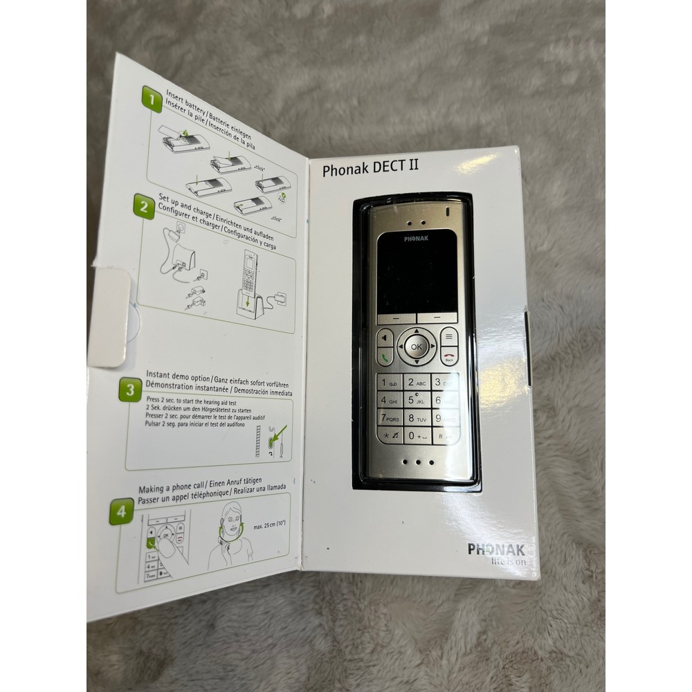 Phonak DECT II Cordless Phone for Venture Hearing Aids Silver/Black